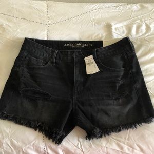American Eagle Black Denim Ripped Shorts.